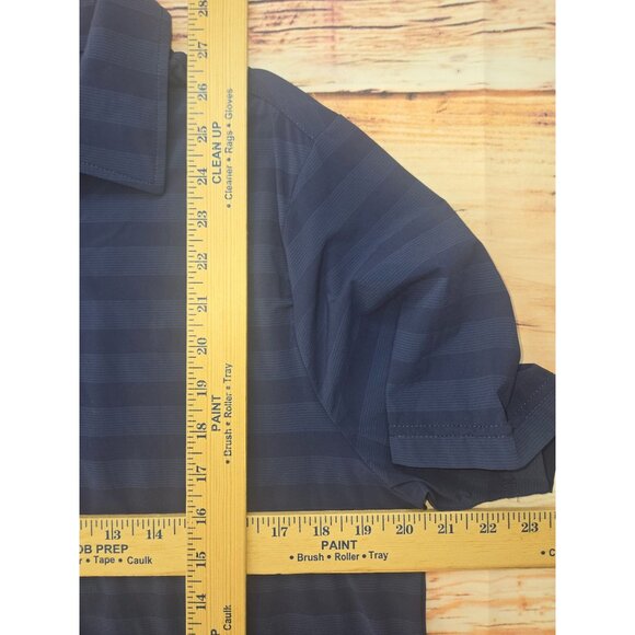 Travis Mathew Mens Navy Striped Polo Medium Nylon Blend - Picture 7 of 7